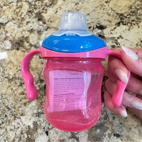 Playtex Pink and Blue Toddler Sippy Cup With Handles - Picture 4 of 4